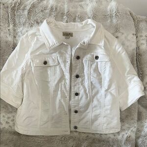 ONE WORLD White Short Sleeve Denim Jacket